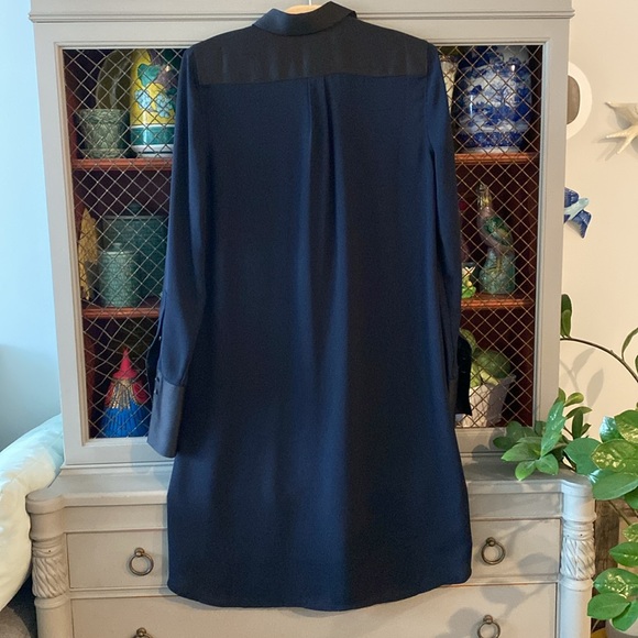 J Crew Classic Navy & Black Long Dress Shirt Style Dress - Picture 4 of 14